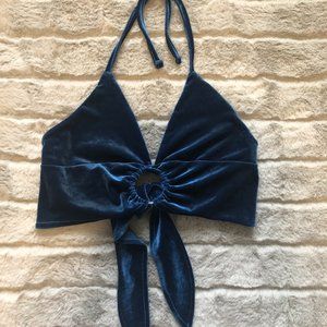 SHEIN ORING TIE BACK HALTLER CROP VELVET TOP BACKLESS - ONE SIZE
